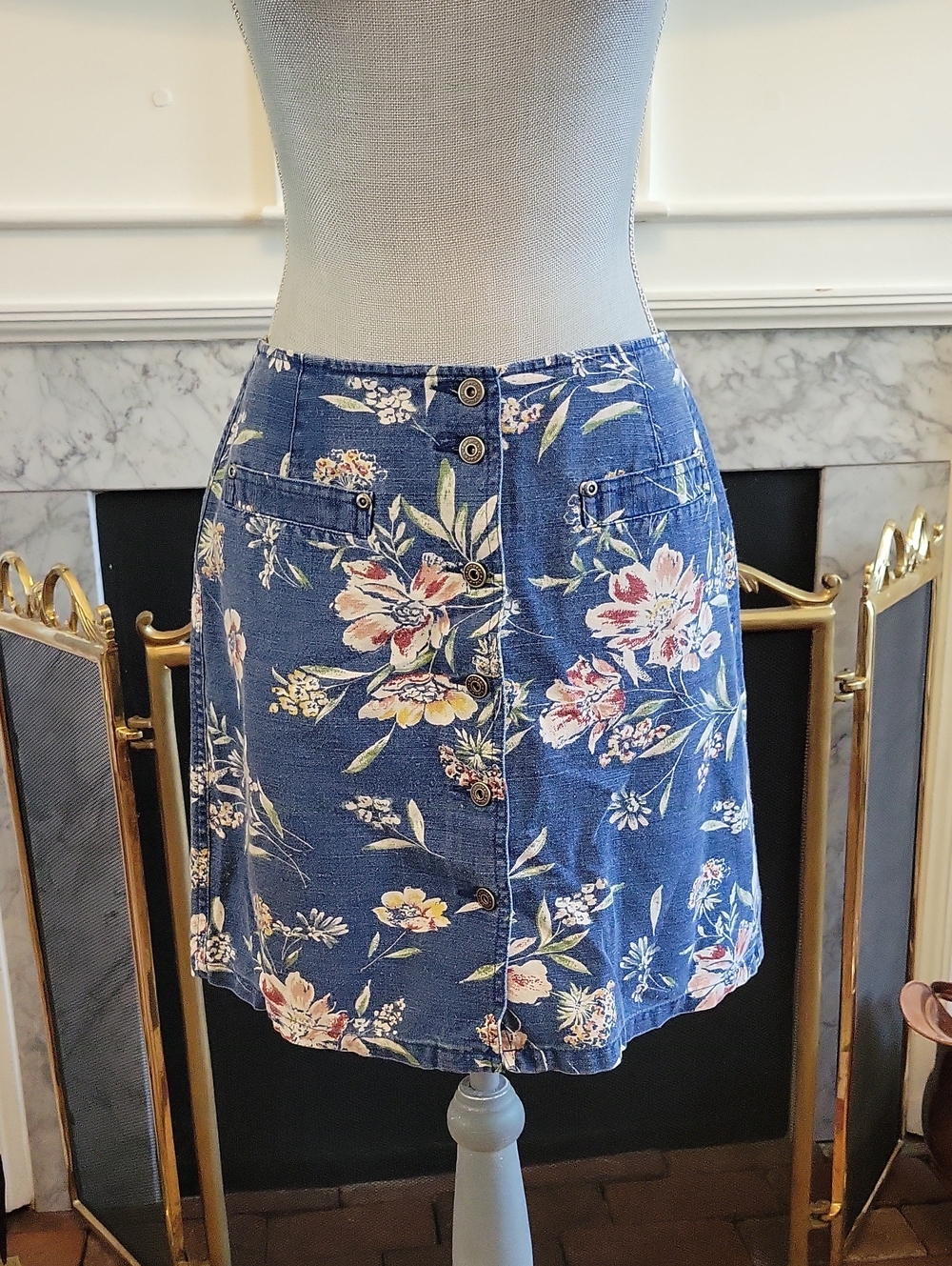 Vtg 80's Liz Claiborne Linen Floral Skirt